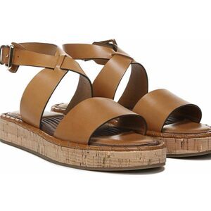 Sarto Zarlo Tan Cork Platform Sandal Cuoio Leather Sz 7.5